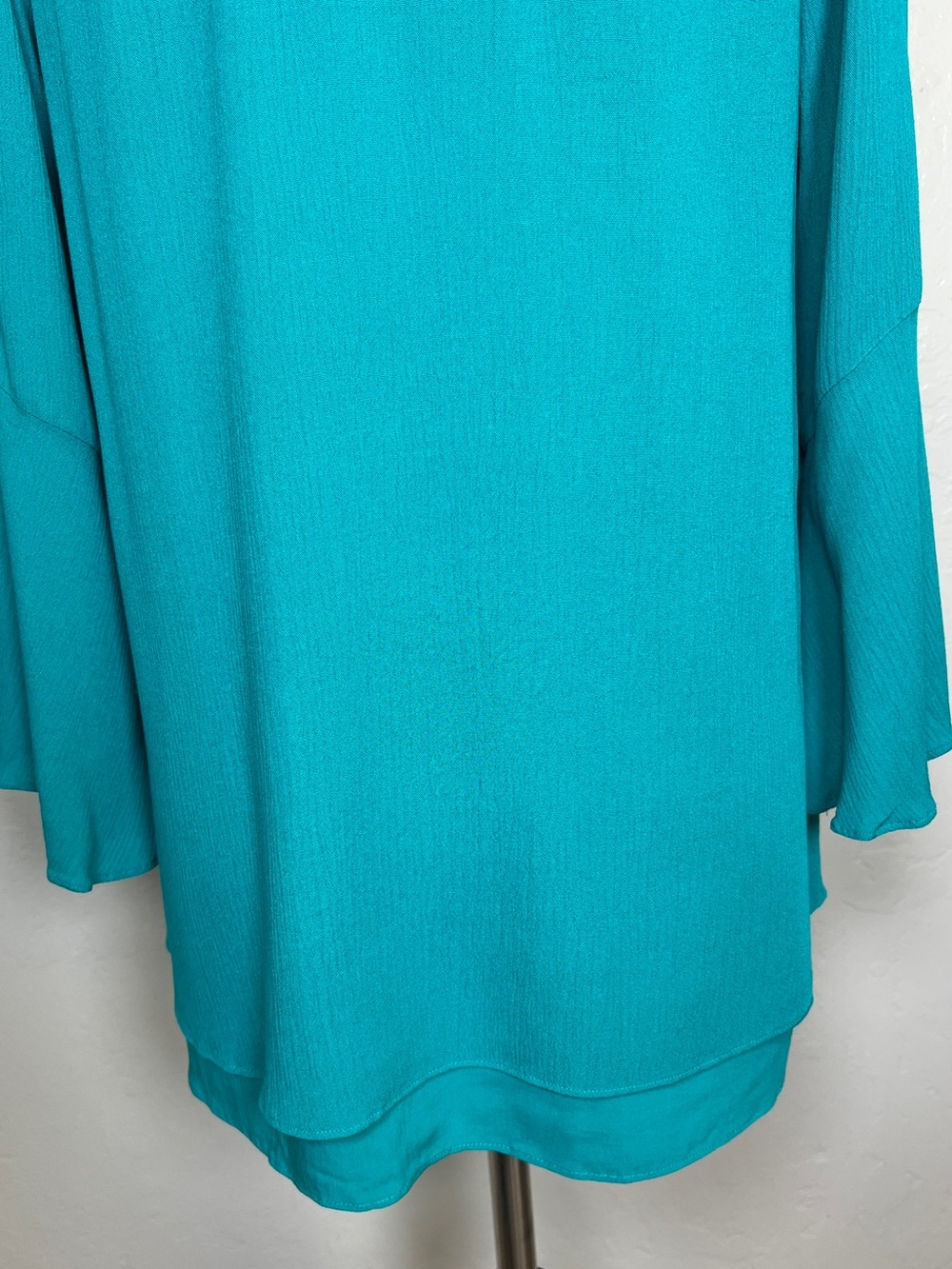 SOFT SURROUNDINGS Women’s Size PS Peacock Green Gabby Gauze Bell Sleeve Tunic - Picture 9 of 11
